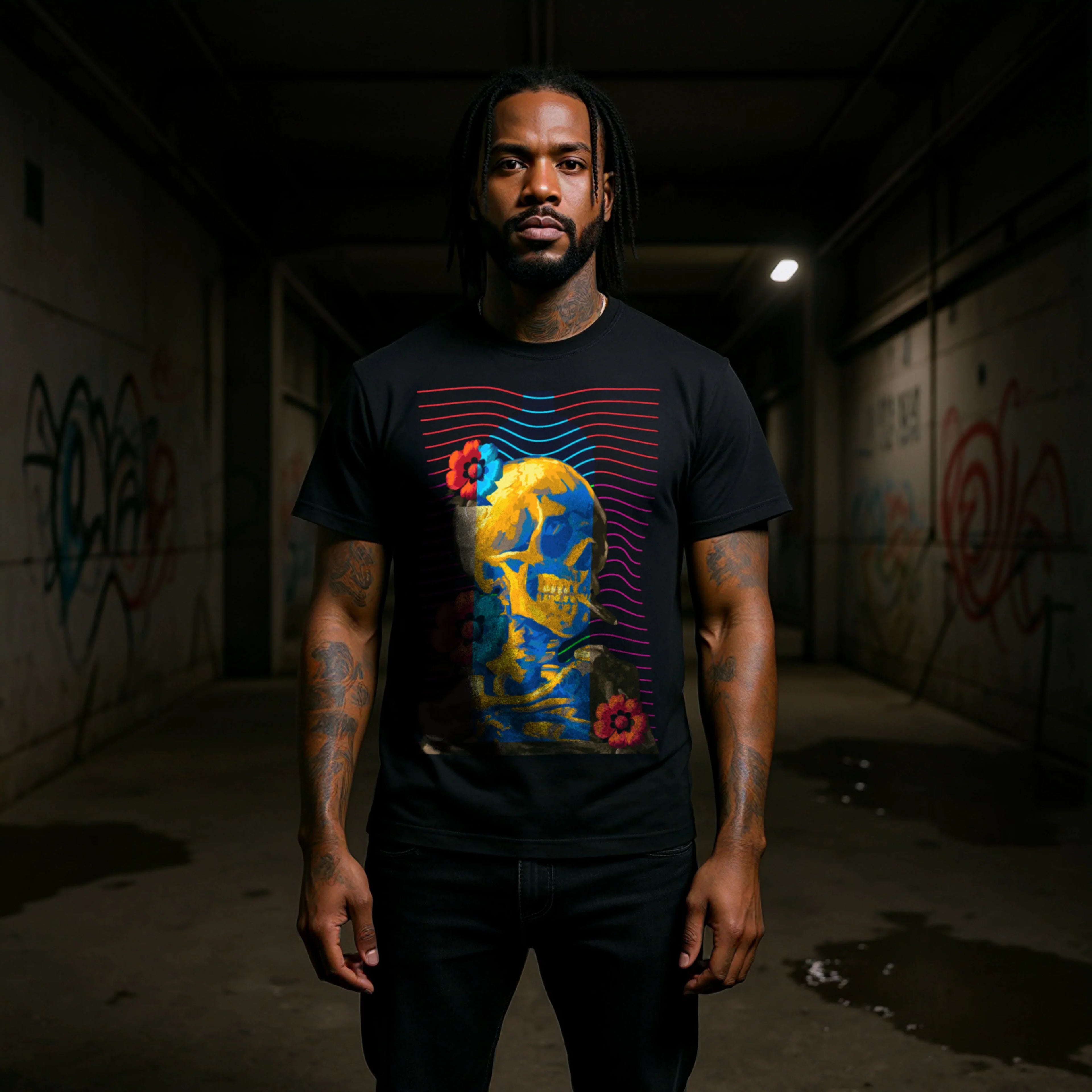 Electric Sunflower Skull Heavyweight Tee